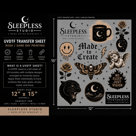 12" x 15" UVDTF Transfer Sheet — Rush / Same Day Printing